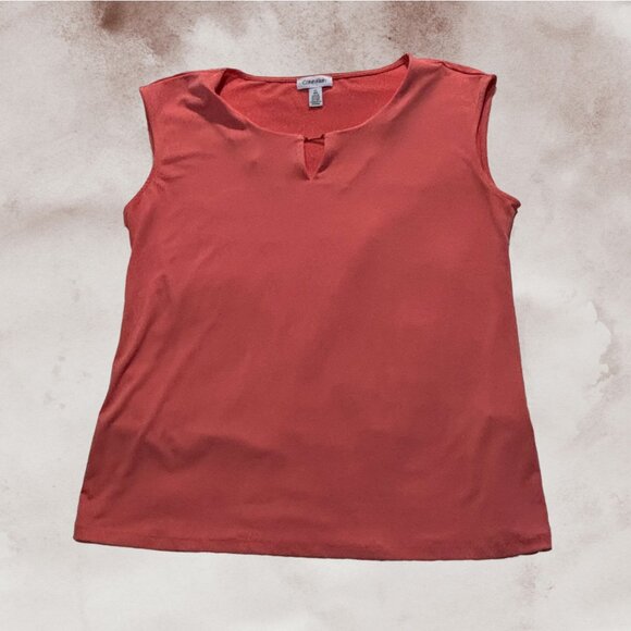 💼 Calvin Klein Coral Sleeveless Keyhole Blouse - Picture 1 of 5